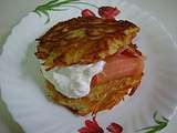 Galette de Pomme de Terre avec du Saumon Fume et de la Creme Fraiche