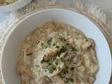 Risotto crémeux poulet champignons