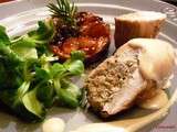 Ballotine de poulet aux champignons & sa tatin aux echalotes caramelisees