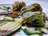 Fleurs de courgette farcies aux aubergines confites