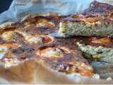 Quiche aux gambas sur lit de poireaux confits