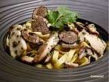 Tagliatelles truffees aux cepes persilles & carpaccio de truffe noire