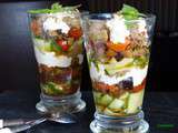 Verrine de legumes du soleil, tapenade & chevre frais