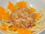 Tartare de haddock au sésame sur une salade de fenouil et d'orange