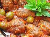 Tajine de kefta à la menthe aux olives vertes