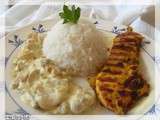 Escalope de poulet grille-riz basmati sauce champignon