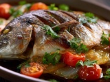 Dorade au four sur lit de légumes et marinade fusion