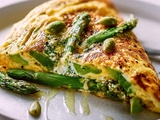 Omelette aux asperges vertes rôties et chèvre frais : le secret du croquant