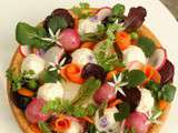 Tarte printanière aux légumes et à la mousse d'Ossau-Iraty