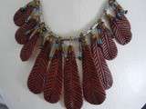 Collier plumes en fimo et perles