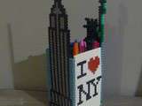 Pot à crayons i love New York en perles Hama, diy idée cadeau Noël homemade