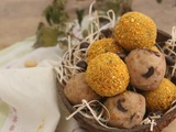 Boules d'énergie aux pois chiche, cacahuète, orange confite et chocolat