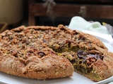 Galette aux poireaux, curry, raisins secs et noix