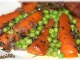 Carottes glac�es et petits pois croquants