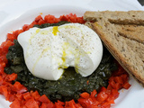 Burrata sur lit d’aubergine et poivron rouge