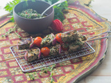 Brochettes d’agneau marinées, Sauce Chimichurri