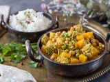 Curry de courge butternut et chou romanesco aux pois chiches