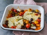 Feta rôtie aux tomates et olives