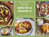 Menu pour la semaine du lundi 10 au dimanche 16 avril 2023