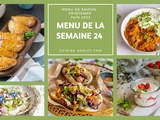 Menu pour la semaine du lundi 12 au dimanche 18 juin 2023