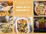 Menu pour la semaine du lundi 17 au dimanche 23 octobre 2022