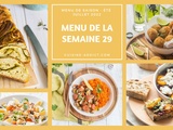 Menu pour la semaine du lundi 18 au dimanche 24 juillet 2022