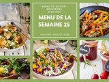 Menu pour la semaine du lundi 19 au dimanche 25 juin 2023