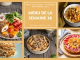 Menu pour la semaine du lundi 19 au dimanche 25 septembre 2022