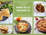 Menu pour la semaine du lundi 1er au dimanche 7 mai 2023