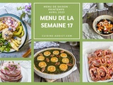 Menu pour la semaine du lundi 24 au dimanche 30 avril 2023