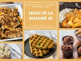 Menu pour la semaine du lundi 26 septembre au dimanche 2 octobre 2022