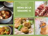 Menu pour la semaine du lundi 3 au dimanche 9 avril 2023