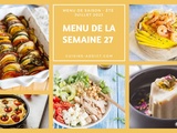 Menu pour la semaine du lundi 3 au dimanche 9 juillet 2023