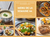 Menu pour la semaine du lundi 31 octobre au dimanche 6 novembre 2022