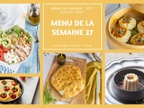 Menu pour la semaine du lundi 4 au dimanche 10 juillet 2022