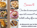 Menu pour la semaine du lundi 4 au dimanche 10 octobre 2021