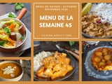 Menu pour la semaine du lundi 6 au dimanche 12 novembre 2023: un menu sain et gourmand