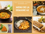 Menu pour la semaine du lundi 7 au dimanche 13 novembre 2022