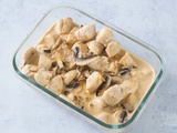 Pâtes au poulet, crème et champignons