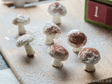 Petits champignons en Meringue Suisse (Décors de Bûche de Noël)