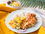 Poulet grillé, sauce salsa avocat et mangue