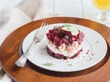 Tartare de betterave, truite fumée et fromage frais