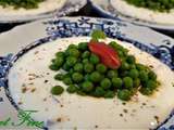 Petits pois au curry, fromage blanc aillé