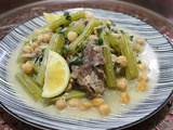 Marka bel khourchef- tajine de cardons sauvages - pois chiches à l'agneau- sauce blanche cannelle et citron