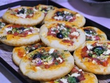 Mini pizza à la fondue de tomate féta et oignons verts