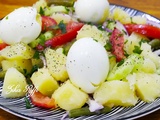 Salade de pomme de terre aux haricots verts- concombre et tomate aux oeufs durs