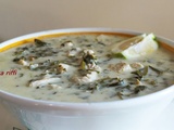 Soupe blanche aux aiguillettes de poulet aux épinards- sauce à la crème au citron