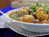 Tajine de boulettes de dinde aux épinards et olives violettes