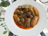 Tajine de courgettes à la menthe séchée et aux boulettes ( market jraywet )