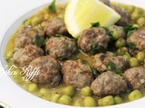 Tajine de petits pois aux boulettes panées frites en sauce- market jelbena bel kefta